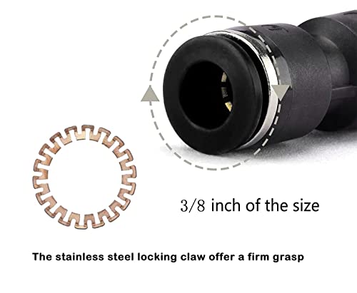 zjxed 3/8" OD x 3/8" OD Pneumatic quick Connector Push to Connect fittings Straight Union/Coupler (Pack of 10) - size: 3/8 inch-3/8 inch