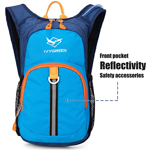Ivygreen Kids Hydration Backpack, Hiking Backpack for Boys or Girls with 1.5L Water Bladder - color: Blue, size: Medium