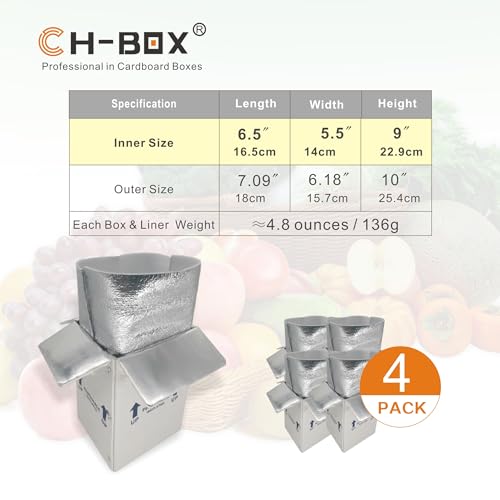 7x6x10'' Small Insulated Shipping Boxes with Liners, 4 Pack Small Cold Shipping Boxes, for Perishable Frozen Food, White (TB7610L-4) - size: 7x6x10'', style: 4 Pack