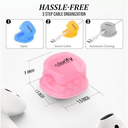 12 Pack Rotatable Spring Cable Clips, Adhesive Cord Holders for Desk, Nightstand, Laptop, Phone Charging Clips & Car Cable Organizer for Home & Office (Multicolour) - color: Multi-Color, size: Pack 12