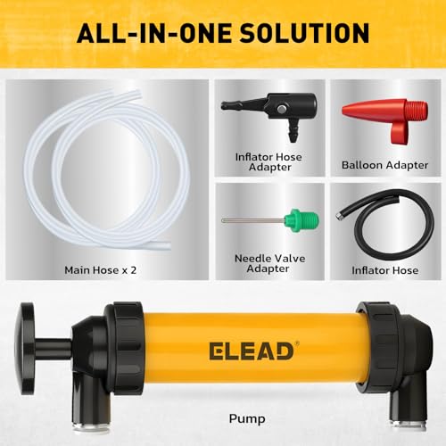 Gas Siphon Pump for Gasoline, Multi-Use Fluid Transfer Pump, Oil Liquid Siphon Pumps, Fuel Siphon Tool, Multifunction Hand Inflation Pumps with Inflator Hose adapter, Needle Valve/Balloon adapter