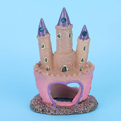 AYNEFY Aquarium Castle Decorations,Resin Cartoon Castle Shape Fish Cave Hideouts Ornaments Aquarium Landscape Decoration for Freshwater and Saltwater Fish
