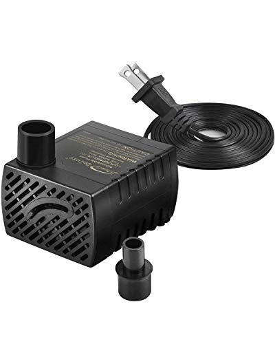 Simple Deluxe 80 GPH 3.6W Submersible Pump with Adjustable Intake & 6' Waterproof Cord for Fish Tank, Hydroponics, Fountains, Ponds, Statuary, Aquariums, Black - size: 80 GPH (Adjustable Intake)