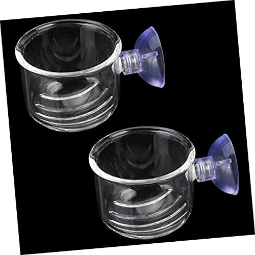 BESPORTBLE 2-piece Glass Feeding Cup for Fresh Saltwater Aquariums Fish Feeder Suction Cup Ideal for Brine Shrimp Eggs Aquarium Equipment Supplies Size s