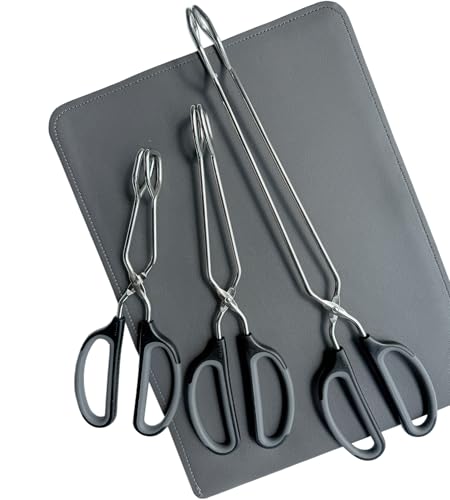 HINMAY Stainless Steel Scissor Tongs Cooking Tongs Set, Set of 3 (Black Handle, 10" 12" 16") - size: 3 Pack: 10" 12" 16"