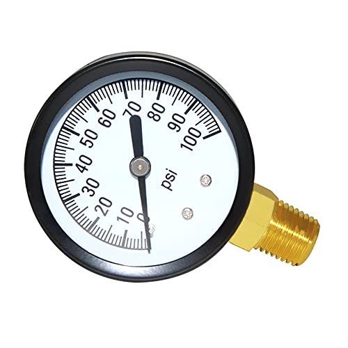 Joywayus Pressure Gauge 0 to 100 PSI Brass 1/4" Male NPT Thread Lower Mount, Multiple Function - size: 0-100PSI--1/4", style: No Glycerin Filled