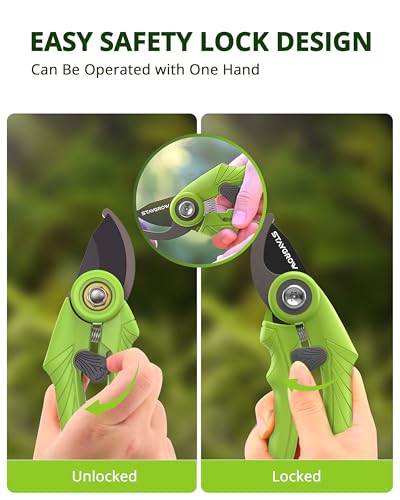 Garden Shears - 6.9" Pruning Shears for Gardening with SK5 Stainless Steel Sharp Blades, Tree Trimmer Garden Scissors with Comfort Handle and Safety Lock, Gardening Hand Tools - Green - style: 6.9" Bypass Green