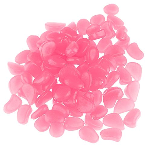 340pcs Glow in the Dark Garden Pebbles, Gardening Luminous Glow Stones Outdoor Decor Glowing Water Fish Tank Gravel (Pink) - color: Pink, size: 340