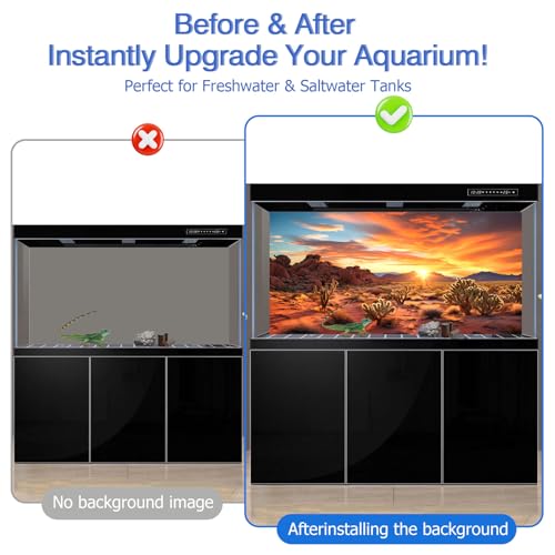 Aquarium Background & Terrarium Background – Ultra HD Static Cling, Tape-Free, Desert Sunset Design for Reptile Tank Decorations, Perfect for Bearded Dragon and Leopard Gecko Tanks 23.6 X 70.8 Inches - size: 23.6 X 70.8 Inches