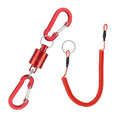 Magnetic Net Release Fly Fishing Net Retractor Magnetic Keychain, for Fly Fishing with Retractable Coiled Lanyard Carabiner - color: Red Aluminum