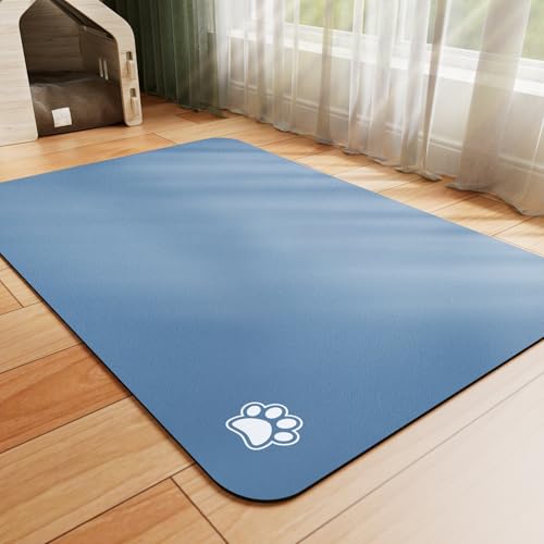 HotLive Dog Food Mat - Absorbent Cat Mat for Food and Water, No Stains Pet Feeding Bowl Mat, Easy to Clean Pet Placemats, Quick Dry Dog Water Dispenser Mat for Messy Drinkers | Paw Blue 12"x 19" - color: Paw Blue, size: 12"x19"