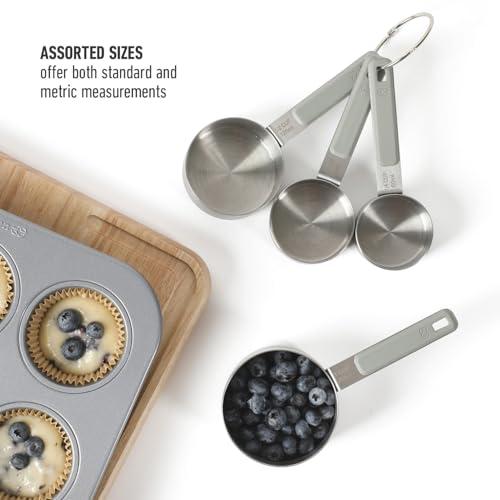 Calphalon Prime Measuring Cups, 4-Piece Stainless Steel Measuring Cup Set with Taupe Silicone Handles, Accurate Kitchen Measuring Tools for Dry & Liquid Ingredients - color: Taupe w/ Silicone (Prime - Measuring Cups), size: Measuring Cups (Set of 4)