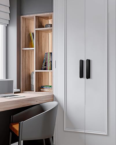5 Pack Stick On Drawer Pulls 6 Inch Black Adhesive Handles for Kitchen Cabinets Dresser Handles Bathroom Vanity Pulls Furniture Aluminum Metal Handle - color: C-Matte Black, size: 6 Inch
