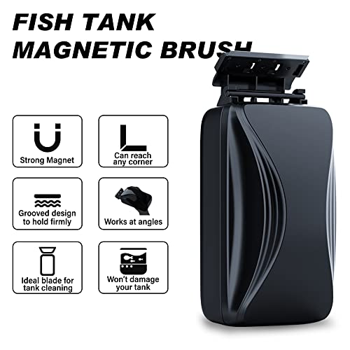 Aquarium Super Strong Magnetic Cleaner Glass Fish Tank Megnet Brush Algae with Scraper Floating Brush Large - size: Large