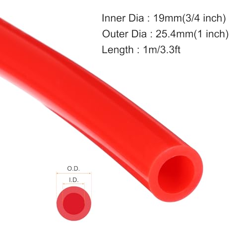 MECCANIXITY 3.3ft Silicone Rubber Tubing 3/4" ID 1" OD Plastic Tube Flexible Air Hose for Brewing, Wine Making, Pump Siphon, 19mm x 25.4mm, with 2pcs Clamps, Red - color: Red, size: 3/4" x 1"