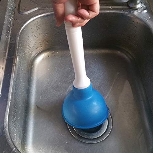 Drain Plunger, Small Hand Force Plumber Helper, Little 4 inch Cup Clog Remover, Tiny Rubber Unclogger in 9" Short Handle for Kitchen Sink, Bathroom Toilet, Shower Bath Tub (Blue + Green) - color: Blue + Green
