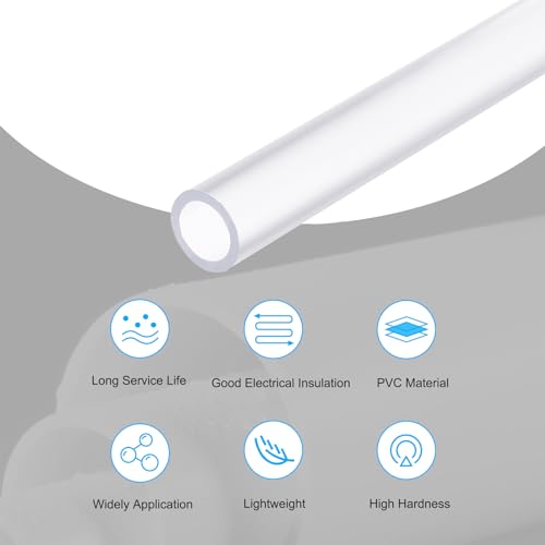 MECCANIXITY Clear PVC Rigid Tube Round Pipe 12mm(1/2"） ID 16mm(5/8"） OD 14" High Impact for Water Pipe, Aquarium, Fish Tank, Greenhouse Garden, Clear - color: Clear, size: 12mm x 16mm