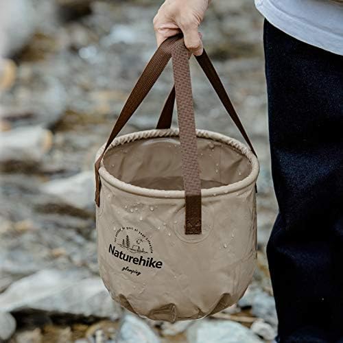 Collapsible Bucket 2.6/5.3 Gallon Portable Camping Outdoor Buckets Water Container Basin Foldable for Camping Hiking Travel Foot Soaking Fishing (Khaki, 10L(Diameter 24cm;Height 21cm))