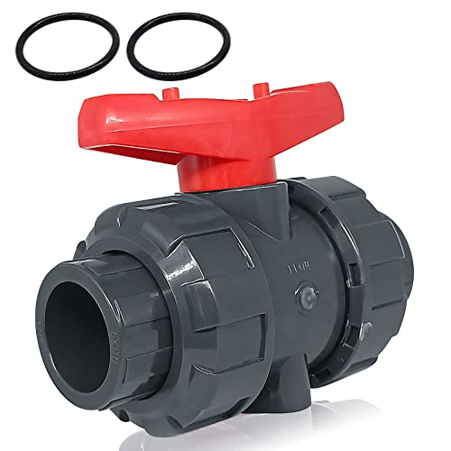 PVC Union Ball Valve, 1-1/4" Inch (DN32) True Union Full Flow Ball Valve with ASTM EPDM O-ring, Slip Socket, Full Port for Water System - color: 1-1/4inch-1Pc