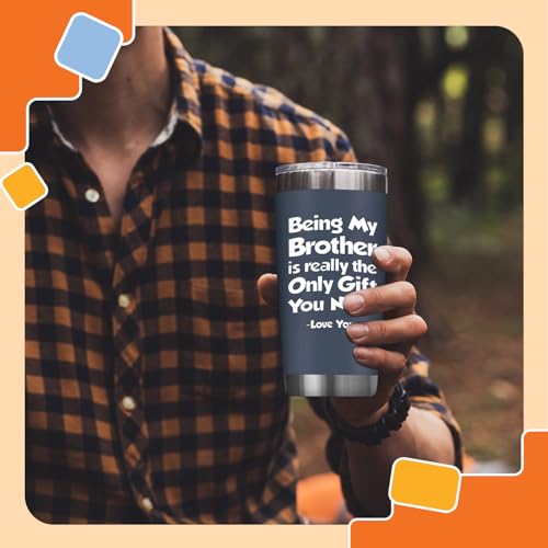 NewEleven Funny Fathers Day Gift For Brother - Birthday Gift For Big, Little Brother, Siblings, Brothers In Law - Funny Gag Gifts For Young Men, Teen Boys - 20 Oz Tumbler - color: Being brother navy