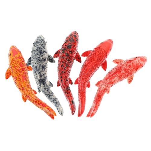 Kisangel 5Pcs Small Fake Fish Aquarium Decor Realistic Koi Decorations Floating Fish Tank Accessories for Home Office Terrarium