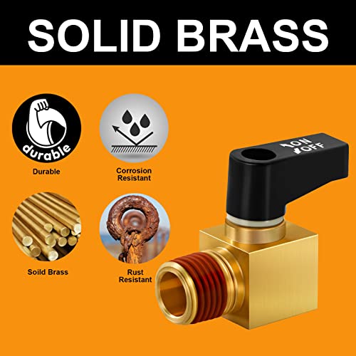 SUNROAD Air Compressor Valve ,Ball Type Drain Valve Brass Mini Ball Valve, 1/4 Inch NPT Male x NPT Female for Air Compressor