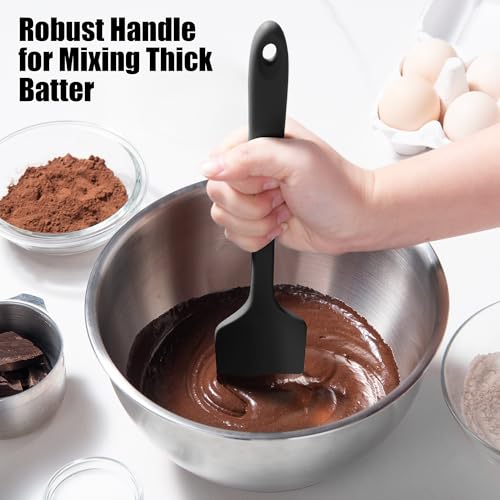 4-Piece Silicone Spatula Scrapers: Doosu 600°F Heat Resistant Food Grade Kitchen BPA Free Rubber Baking Cooking Tool Nonstick Utensil Set for Mixing, Scraping, Folding, Stirring, Serving (Black) - color: Black, size: Set of 4