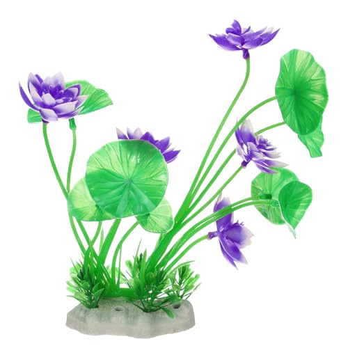 uxcell Aquarium Artificial Plants, 1 Pcs Fish Tank Plants Decorations Accessories Aquatic Ornaments Decor Water Grass, Purple-Green (Lotus Flower) - color: Purple-green
