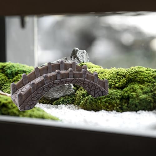 Miniature Arch Bridge Figurine Fish Tank Decor Decorative Fairy Garden Accessories Resin Flowerpot Decor Aquarium Ornament, with Railings - size: with Railings