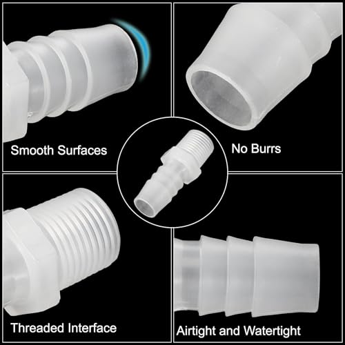PATIKIL 1/2" Barb x 3/8" G Male Connector, 5 Pcs Plastic Hose Barb Fitting Industrial Hose Barb to Pipe Fitting Connect for Water Liquid Air Fuel - size: 1/2" x 3/8"