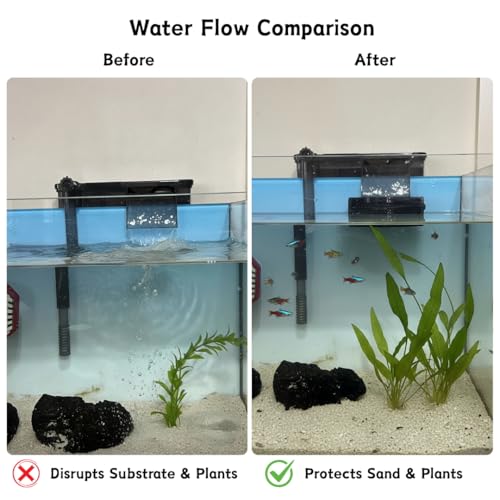Aquarium Filter Baffle with Suction Cups, Fish Tank Flow Controller, Water Surface Calmer & Flow Reducer for Betta Fish and Shrimp (Black)