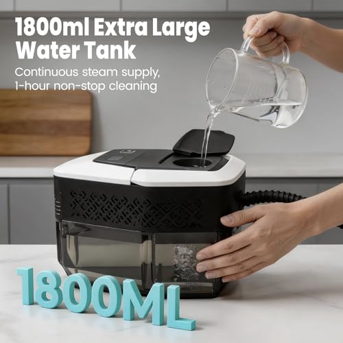 Portable Handheld Steam Cleaner, 4Bar High Pressure Steamer, 15s Fast Heat Up, 3Level Adjustable Handle, 1800ml Large Tank, 20 Accessories for Home, Car Detailing, Grout, Tile, Carpet Cleaning