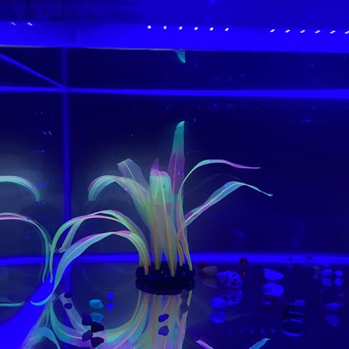 1Pcs Aquarium Decoration Orange Plants Simulation Artificial Water Grass Plastic Fish Tank Decor Plants Silicone Glowing Kelp Ornament Aquarium Accessories,Orange,16.9in - color: Orange, size: 16.9in