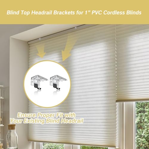 2 PCS Replacement Brackets for Cordless Blinds Mounting Bracket with Metal Clip for 1" PVC Honeycomb Pleated Shades Levolor Window Shade Holder Hardware Plastic Headrail Clip Mounting - color: 2 Pack