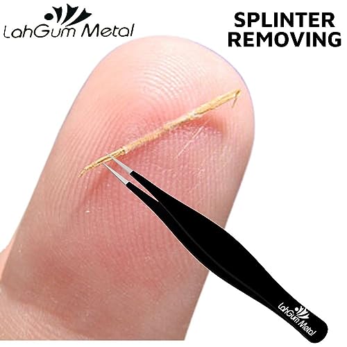 Super Sharp Pointed Tweezers Precision Fine Point Tip Ingrown Hair Removal Kit - Extra Thin Stainless Facial Hair Remover for Face