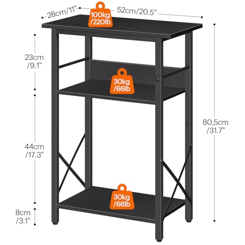 HOOBRO 10 Gallon Aquarium Stand, 3-Tier Fish Tank Stand with Storage, Reptile Turtle Tank Stand with Metal Frame, 20.5" L x 11" W , Black BB52FT01 - color: Black