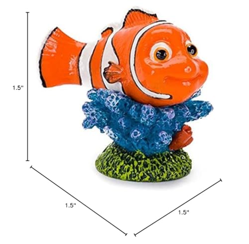 Penn-Plax Finding Nemo on Coral Ornament - Mini Aquarium Decor for Small Freshwater and Saltwater Tanks or Bowls - Durable Fish-Safe Resin Coral Design - Easy to Clean, 2-Inch