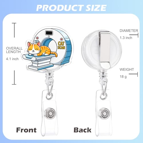 Cat Scan Badge Reel, Funny Radiology Badge Holder Retractable ID Clip for Nurses X-Ray Pediatric Emergency ER ED RT(R) CT Radiologists Orthopedics Nursing Student Veterinary - color: Cat Scan