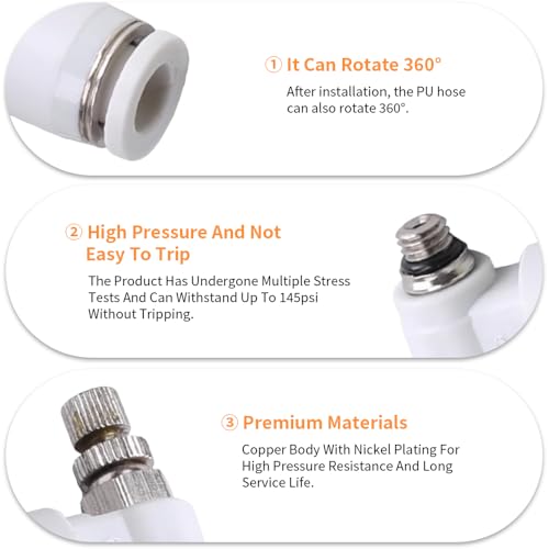 10Pcs Push to Connect Air Flow Control Valve, White 5/16in Tube OD x M5 Male Thread 90 Degree Elbow Speed Control Valve Pneumatic Connector Quick Fittings - size: Male Thread M5 x White_Standard (10pcs)