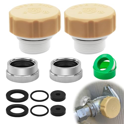 2PCS UPC ASSE 1019-A Repair Kit, Vacuum Breaker Repair Kit, Anti Siphon Valve Replacement, ASSE 1019 Outdoor Hose Bib or Faucet Repair kit with 2PCS 3/4"GHT Hose End Caps - color: Yellow