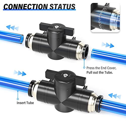 TAILONZ PNEUMATIC BVU-1/2 OD Ball Valve Air Flow Control Valve Push to Connect Fitting (Pack of 1） - size: 1/2"OD/1PCS