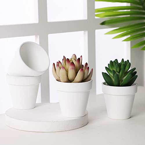 Yishang 2.5 inch White Terracotta Pots with Drainage Holes,Small Mini Clay Ceramic Pottery Planter,Cactus Flower Terra Cotta Pots,Succulents Nursery Pots for Indoor/Outdoor Plants,Crafts-12 Pack - color: White