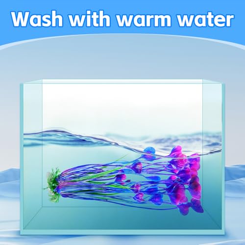 AQUANEAT Artificial Fish Tank Plants, Plastic Aquarium Accessories Large, 15.5 inch Purple Decorations, 2pcs - color: Purple
