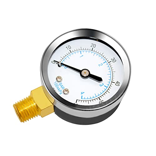 Joywayus Pressure Gauge 0 to 60 PSI Brass 1/4" Male NPT Thread Lower Mount, Multiple Function - size: 0-60PSI--1/4", style: No Glycerin Filled