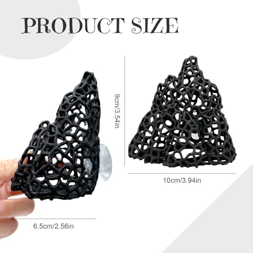 Cave with Suction Cup, Aquarium Betta Fish Hideout Habitat Decor, Stable Resting Hiding Place for Cherry Shrimp, Dwarf Shrimp, Guppy and Small Fish (Black) - color: Black
