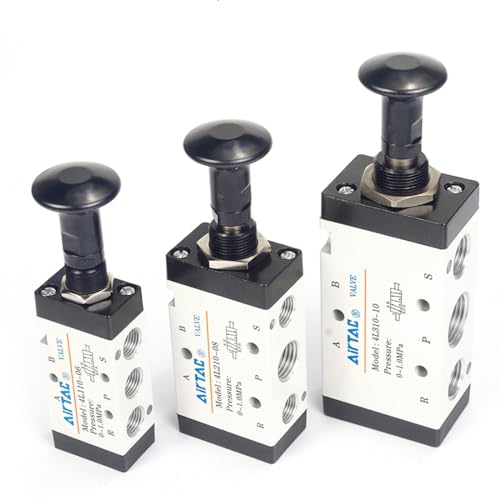 Push-Pull Valve AirTAC 4L210-08 1/4" NPT 5/2 Way Hand Lever 2 Position 5 Way Pneumatic Air Manual Control Direct Acting Type 0-145 PSI - size: 1/4 NPT, style: 5/2 way