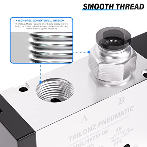 TAILONZ PNEUMATIC 1/4"NPT Solenoid Valve AC110V Single Coil Pilot-Operated Electric 2 Position 5 Way Connection Type 4V210-08 Outlet wire - size: 1/4"NPT/AC110V/Out of line, style: 2 Position 5 Way
