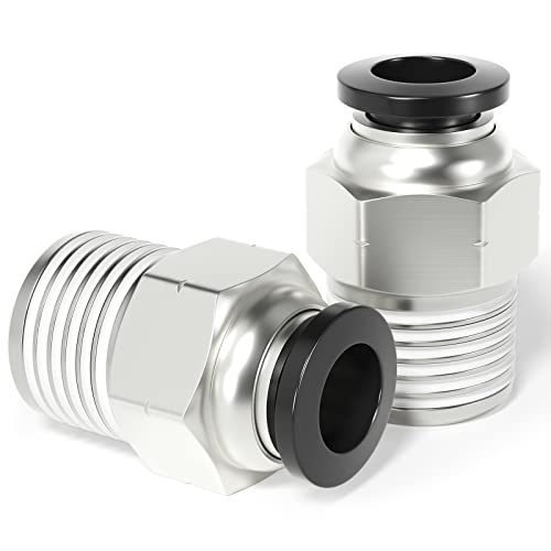 TAILONZ PNEUMATIC Male Straight 3/8 Inch Tube OD x 1/4 Inch NPT Thread Push to Connect Fittings PC-3/8-N2 (Pack of 20) - size: 3/8"OD x 1/4"NPT