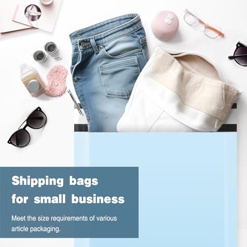 Famagic Poly Mailers 12x15.5 Inches 200 Pcs Light Blue Packaging Shipping Bags Mailing Envelopes Bag Self Seal Waterproof and Tear-Proof Poly Mailers Bags for Small Business Clothing Boutique - color: Light Blue, size: 12x15.5