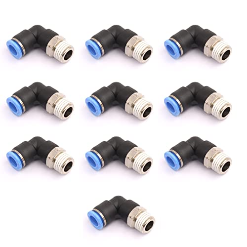 CEKER 6mm Tubing x 1/8" Npt Male Thread Elbow 90 Degree Push to Connect Fittings Air Fittings Pneumatic Quick Connect Fitting Airlines Push In Connectors Tube Fittings 10Packs - size: 6MM X 1/8" MNPT